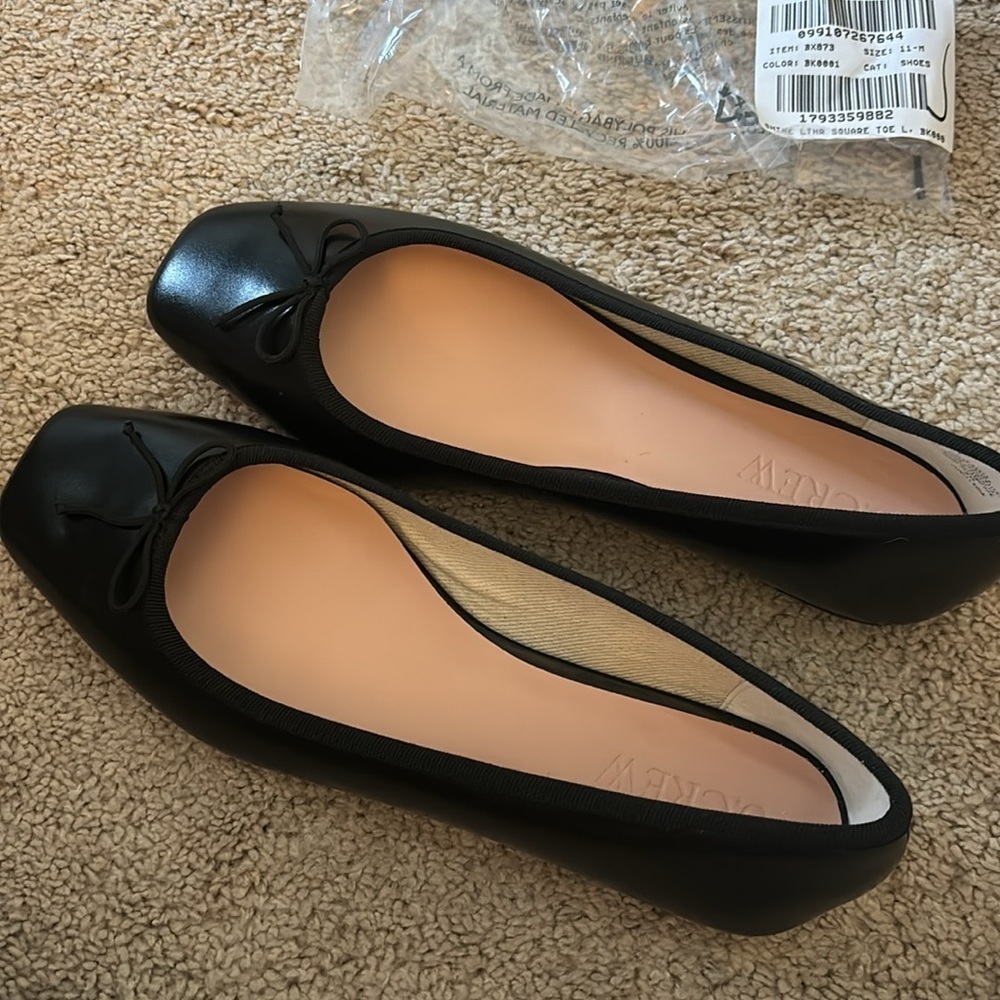 J Crew Quinn square-toe ballet flats in leather BX873 - Picture 2 of 4